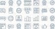 © Salina - Customer satisfaction and business review icon collection featuring rating feedback analytics approval badges and quality service symbols in outline vector style.