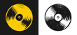 © dirtyfellas - Classic vinyl record disc icon in hand drawn yellow crayon style. Creative urban music and retro lifestyle doodle for streetwear graphic design.