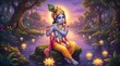 © Sapara - Lord krishna plays his flute in a serene, divine landscape at sunset