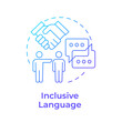 © IMG visuals icons - Inclusive language blue gradient concept icon. Effective communication in workplace. Round shape line illustration. Abstract idea. Graphic design. Easy to use in booklet, promotional material