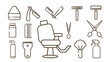 © your picture - Barber shop outline icon set professional hair salon grooming tools and stylist equipment