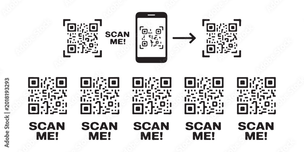Qr code scan me instructions for smartphone application users with ...
