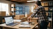 © Pandu - E commerce Business Owner Using AI Inventory Management and Augmented Reality for Order Fulfillment in a Warehouse