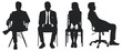 © Alamin vai vision 3 - Business professionals silhouettes set, people sitting in office chairs and armchairs representing corporate meeting workspace isolated white background concept illustration