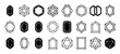© Vladislav - Large collection of black gemstone and crystal icons in various geometric shapes and cuts, showcasing minimalist line art and solid silhouette designs for graphic elements