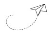 © elena_garder - Paper Airplane Icons, Outline Flying Planes with Dotted Track, Travel, Mail, and Message Symbol, Vector Black Linear Design