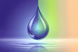 © DBA - A transparent droplet with a hexagonal pattern inside, floating above rippling water.