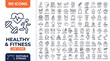 © MR7 - Healthy & Fitness line editable icon set. Contain icons related to Healty lifestyle, fitness, sport, nourishment, and more. Editable stroke. vector illustration