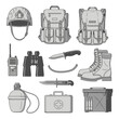 © Simson - Military Equipment Collection: Vector Illustration in Gray Scale