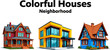 © al - Create a realistic kinds of deferent Colorful houses vector art with white background..