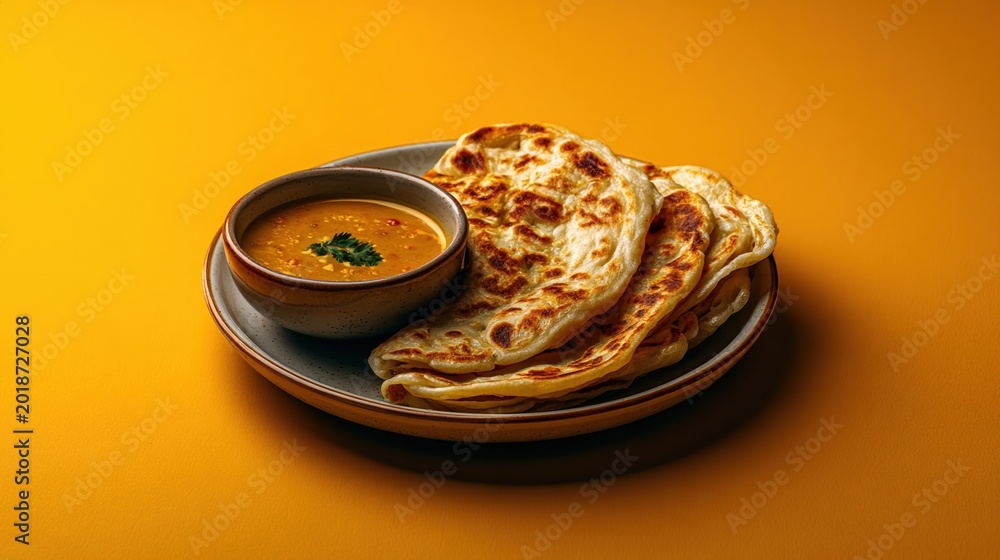 Golden Roti Crispy malaysian roti and golden dhal curry Stock Photo | Adobe Stock