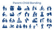 © Iconique Studio - Parent child bonding icons representing family activities like playing reading and nurturing relationships with love and care