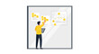 © Bungcit - Business Planning and Project Management Concept Illustration with Man Organizing Tasks on Kanban Board Using Sticky Notes