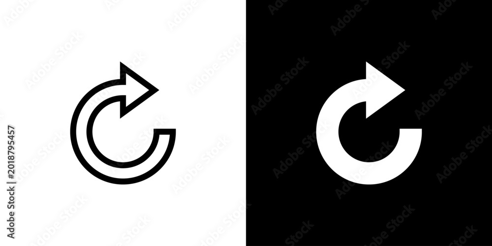 Reload Refresh Icon concept with flat Black White Background. Vector ...