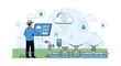 © Miles - Farmer uses smart technology for precision agriculture to control irrigation system