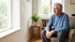 © Xenia - Thoughtful elderly man sitting in an armchair and looking out the window. Senior pensioner relaxing at home in the living room