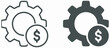 © mkpn - Cost management icon featuring a gear symbol with an overlaid dollar sign, representing financial settings, production costs, or economic mechanisms.