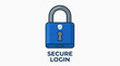 © Ednardo - Secure Login: A blue padlock with a shield icon, symbolizing safety, is presented with the text SECURE LOGIN, to express the security in a simple and graphical representation.