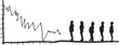 © Curto - vector, silhouette,Illustration made with marker and real silhouettes of people watching as the stock market goes up and down