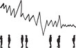 © Curto - vector, silhouette,Illustration made with marker and real silhouettes of people watching as the stock market goes up and downn