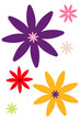 © Monika Jurczyk - Bold colorful flower set isolated on transparent background. Floral clipart collection with bright blossom shapes for planners, scrapbooking, stickers, branding, creative design projects. High-res PNG