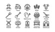 © Cali6ro - Farm icons arranged in grid showing tools animals and buildings