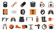 © BUDENGRMX - Vector Icons Set of modern gym and fitness equipment icons in flat style.