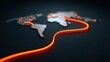 © buraratn - Abstract representation of global connectivity with illuminated map pathways and orange lines symbolizing communication and travel across continents