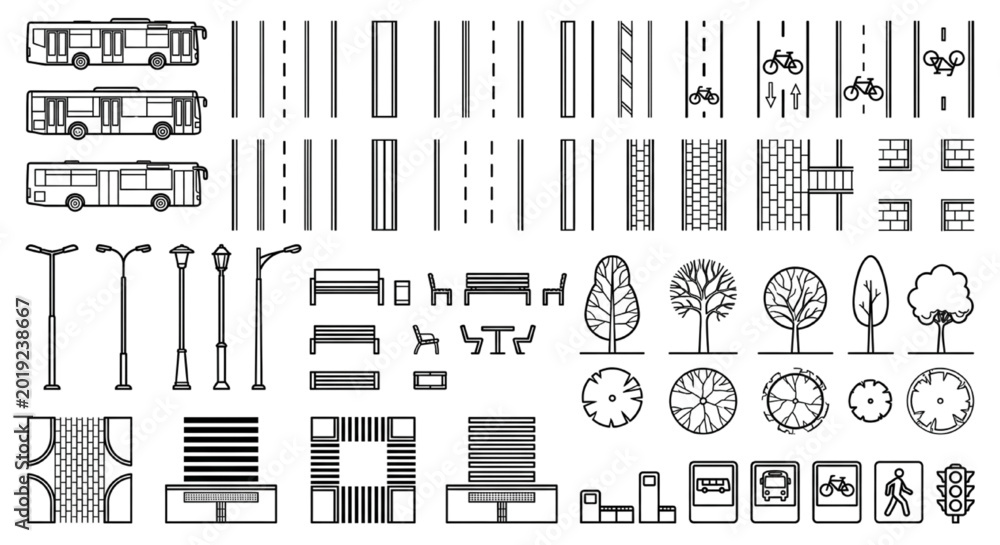 Transportation and Streetscape CAD Block Library with Road Markings ...