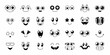 © RanjanKumar - Collection of black and white cartoon face expressions whimsical hand drawn style on a white background