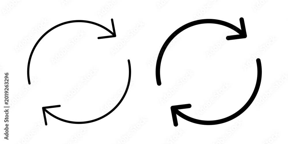 Refresh icon in outline and solid style, isolated on white background ...