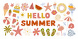 © Asit - Hello summer banner with playful summer icons illustration in pastel colors high quality professional detailed