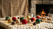 © Ace - Cozy Christmas decorations on a knit blanket near fireplace perfect for warm winter holiday plans and festive home decor
