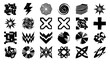 © minarul - Abstract grunge geometric symbol vector set with distressed black shapes on white background