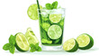 © Mundhut - Refreshing lime drink with mint and ice cubes in a tall glass