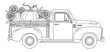 © MdAtiqur - Vintage pickup truck with autumn harvest outline fall decor illustration