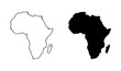 © MdAtiqur - Africa continent outline black silhouette and white line drawing comparison