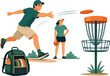 © Nargis - People playing disc golf with bag and basket frisbee