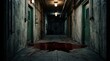 © MST - Eerie Concrete Corridor with Red Liquid Pool Reflection