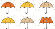 © MST JUTHI AKTER - Autumn umbrella vector set featuring colorful rainy day accessories and cute bear character design for fall seasonal weather concepts kids fashion and decorative greeting cards.