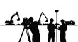 © titis - Construction Surveyors with Excavators and Truck Silhouette