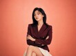 © CoreSelect - 레드 배경의 당당한 여성 / Confident Woman on Red Background