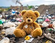 © Jam - A lone teddy bear sits amidst a vast expanse of discarded trash