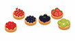 © Abraham - A collection of five individual fruit tarts with various berries and kiwi slices