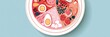 © Anat art - Flat illustration shows a plate with various foods designed for pregnant women to promote nutrition and health during pregnancy.