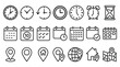 © SOHAG  - Time, date and address concept editable stroke outline icons set