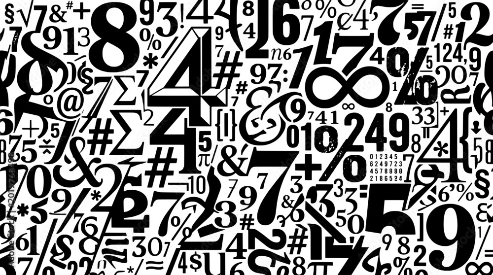 Numbers and symbols abstract background with mathematical elements and ...
