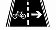 © Cihuy - A white bicycle symbol with an arrow pointing right on a black road