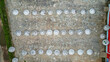 © robertharding - Rice storage facility seen from above in Dhaka, Bangladesh, showing numerous circular structures on ground