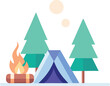 © LailaArtworks - Camping in the woods with a tent and campfire